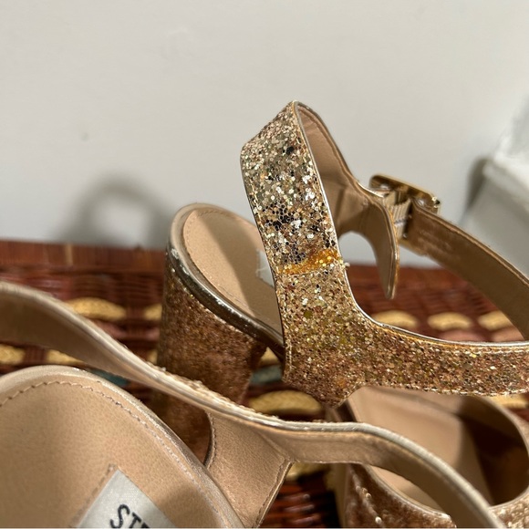 Steve Madden Jillyy Gold Glitter Platform Heels 8.5 - Picture 10 of 10